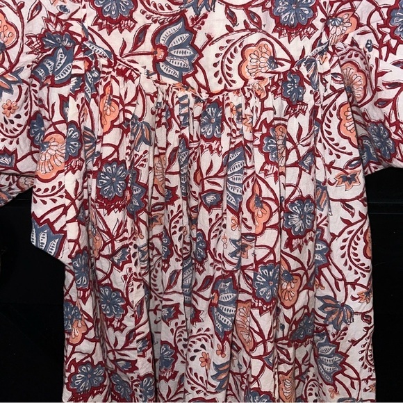 Sole by Mare Sole Amore Beautiful 100% Cotton Boho Puff Sleeve Lined Dress Sz M - Picture 10 of 12